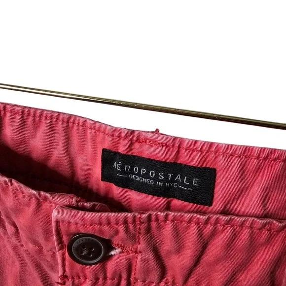 Aeropostale Size 32 Men’s Coral Red Flat Front Chino Dress Shorts Pink - Picture 4 of 7